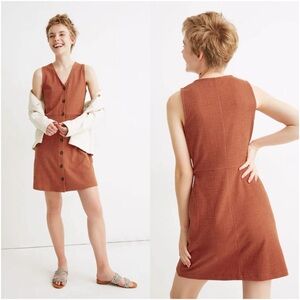 MADEWELL V-Neck Sleeveless Button Front Mini Dress